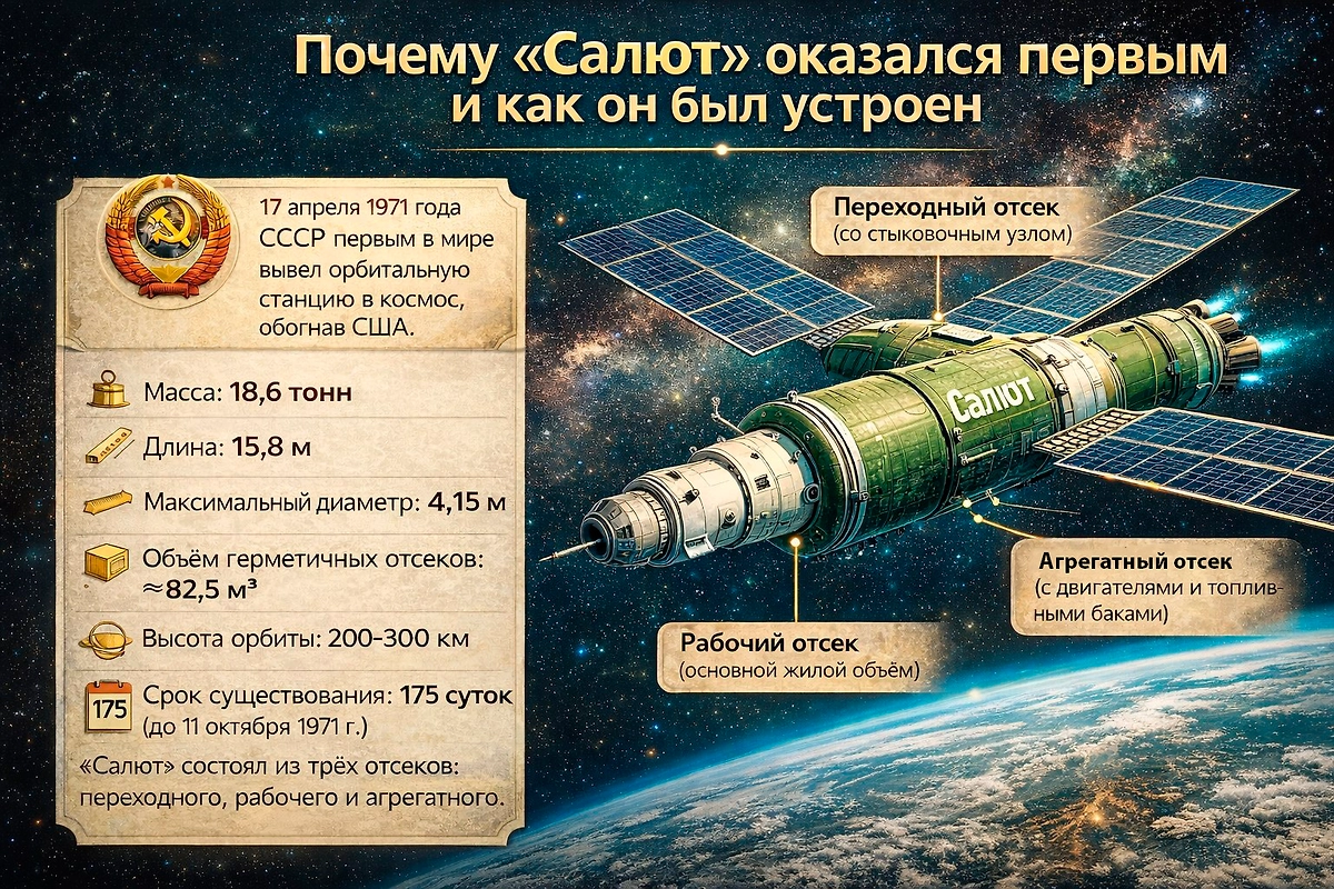 «Салют-1»: как была устроена первая орбитальная станция? Фото © Chat GPT