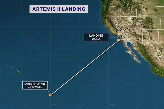 Место приводнения капсулы. Фото © X / NASA