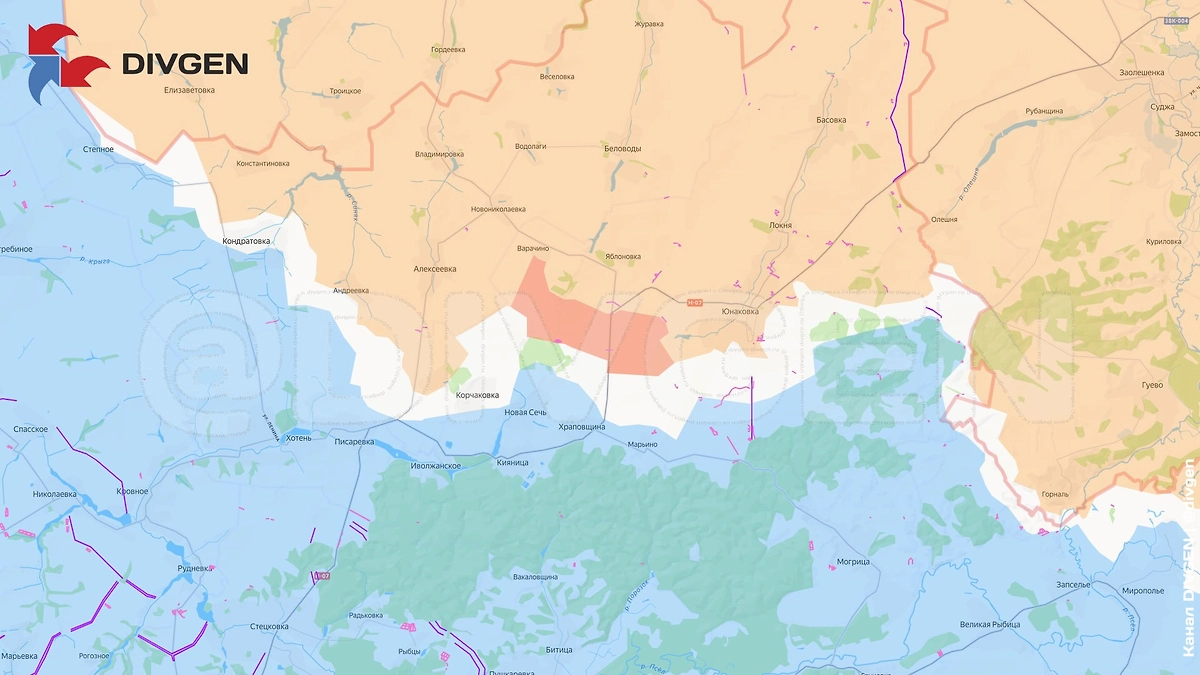 Карта СВО на 12 апреля 2026 года. ВС РФ продвинулись у Новой Сечи. Фото © Telegram / divgen