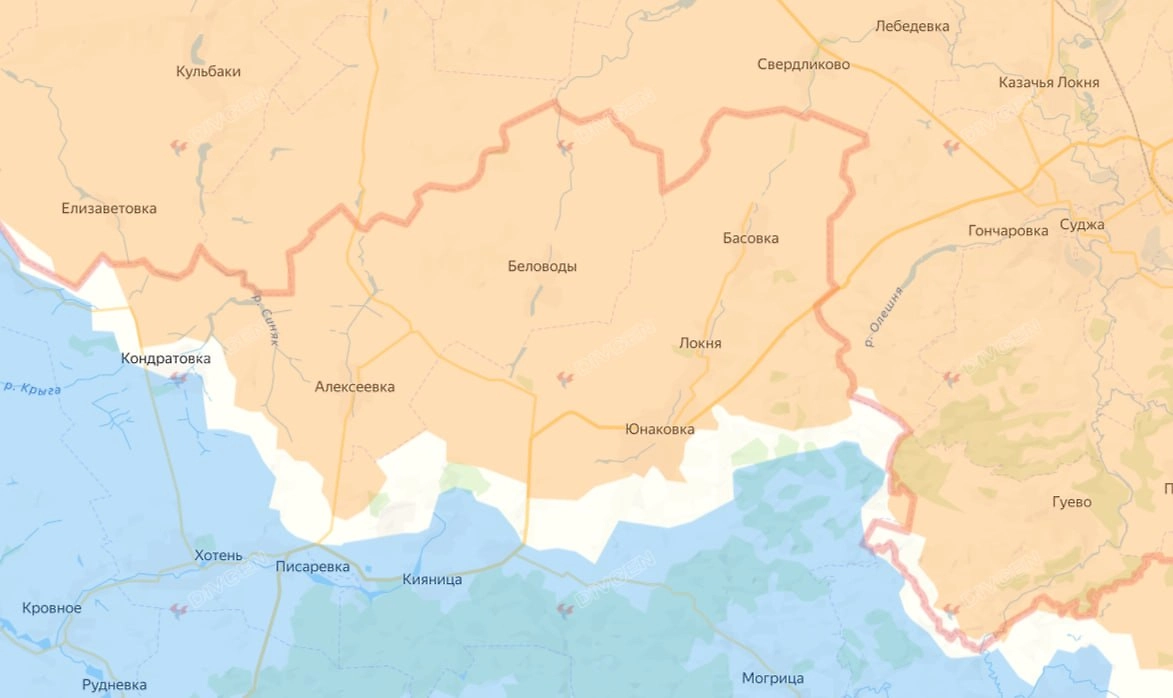 Карта СВО на 13 апреля 2026 года. ВС РФ отбили атаки ВСУ в Сумской области во время пасхального перемирия. Фото © Divgen.ru