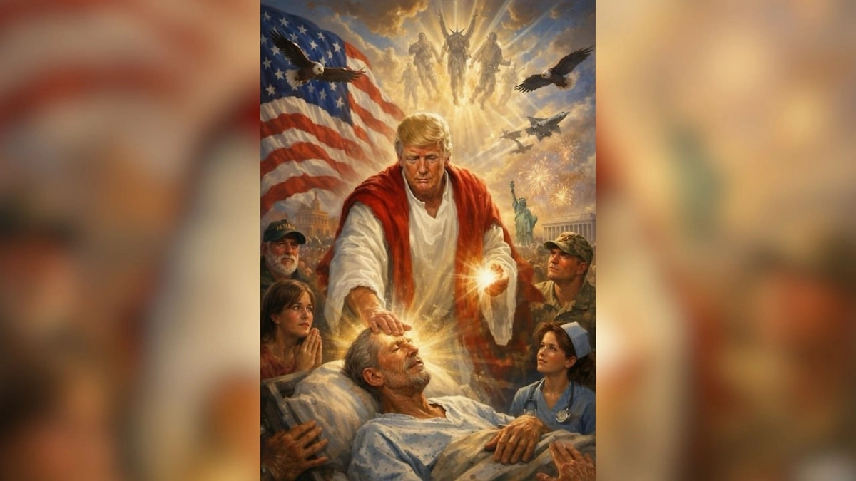 Трамп опубликовал ИИ-картинки в образе Иисуса Христа и с башней на Луне. Фото © Truth Social / realDonaldTrump