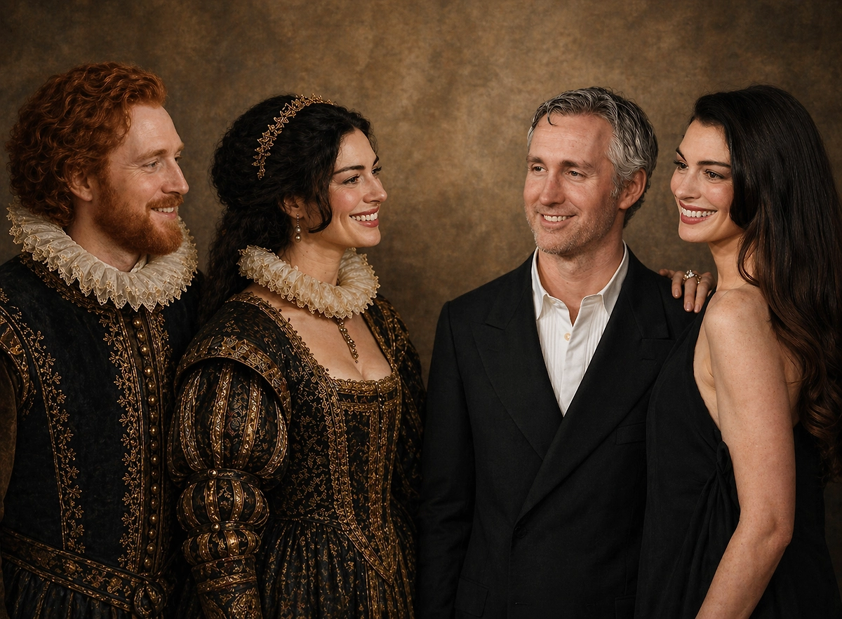 Энн Хэтуэй и Адам Шульман: теория о реинкарнации Шекспира. Фото © ChatGPT / Карина Морозова