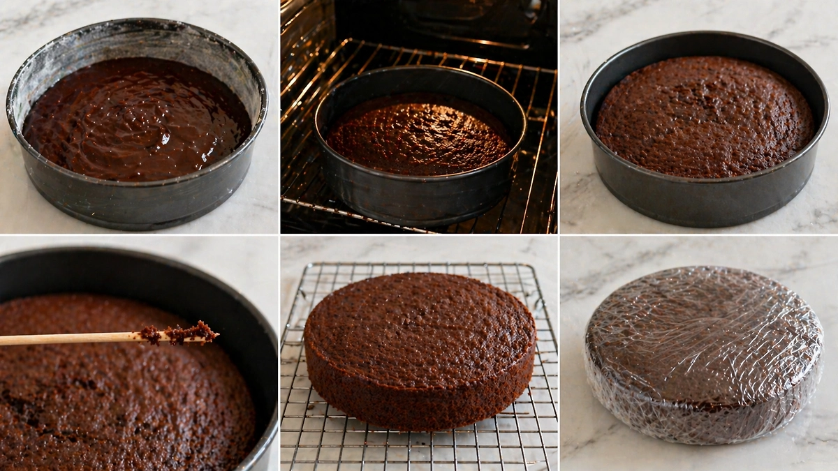 Пошаговый рецепт шоколадного торта из 1920-х годов: шаг № 4. Фото © GPTChat / Софья Кузнецова