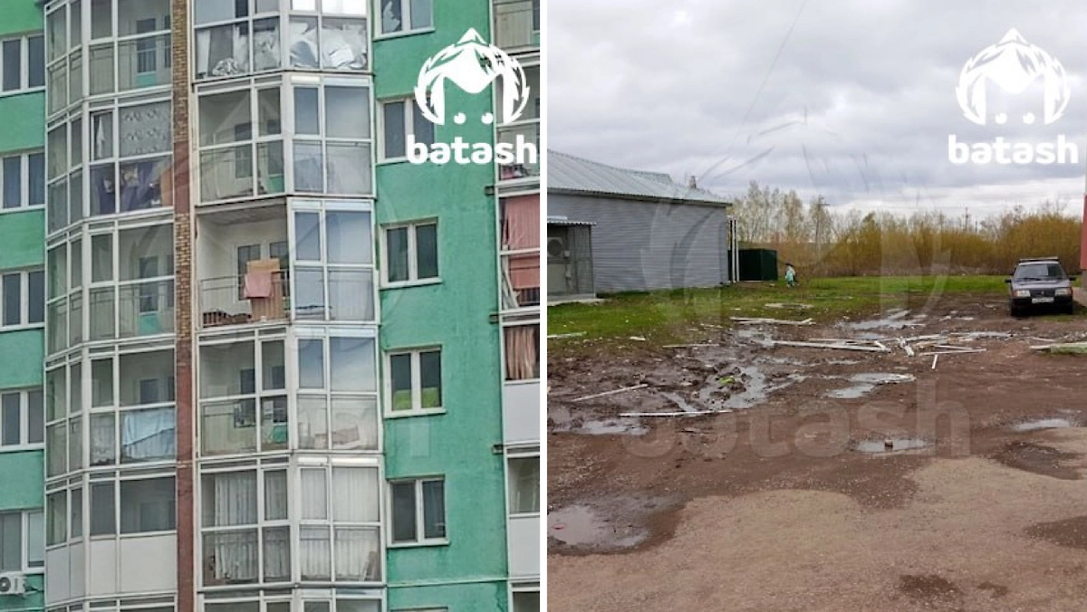 В Туймазах сильный ветер сорвал балкон жилого дома/ Фото © Mash Batash