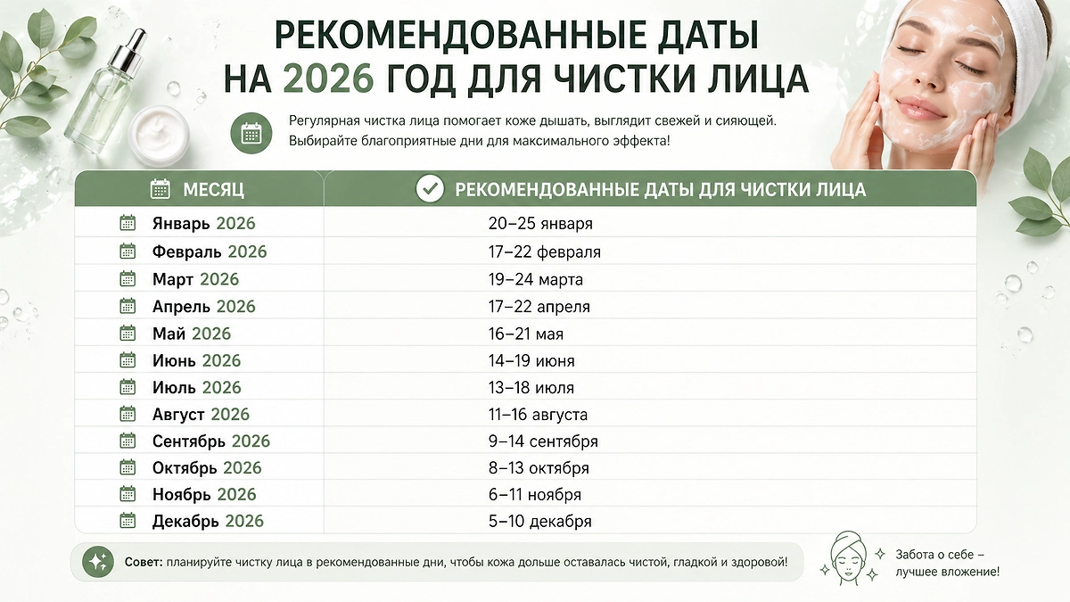 Уход за лицом по лунному календарю 2026: когда следует ухаживать за лицом? Полный список дат по месяцам. Фото © ChatGPT
