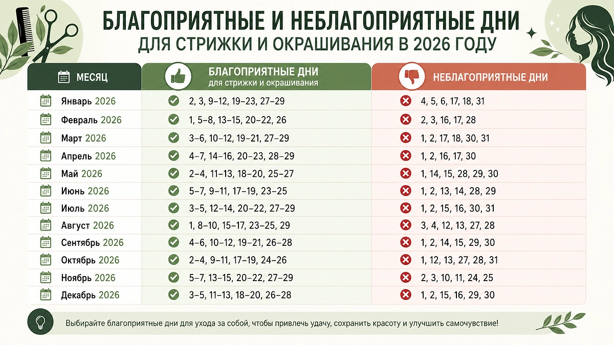 Лунный календарь стрижек 2026: полный список благоприятных дат по месяцам. Фото © ChatGPT 