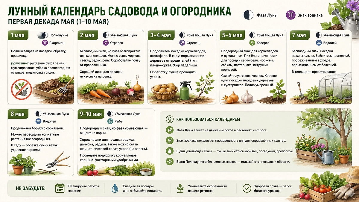 Лунный календарь на май 2026: как ухаживать за огородом? Правила и лайфхаки. Фото © GPTChat / Софья Кузнецова
