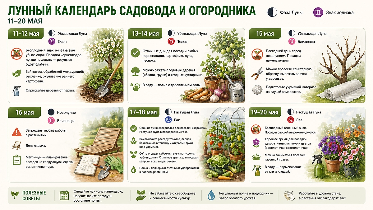 Лунный календарь на май 2026: как ухаживать за огородом? Правила и лайфхаки. Фото © GPTChat / Софья Кузнецова