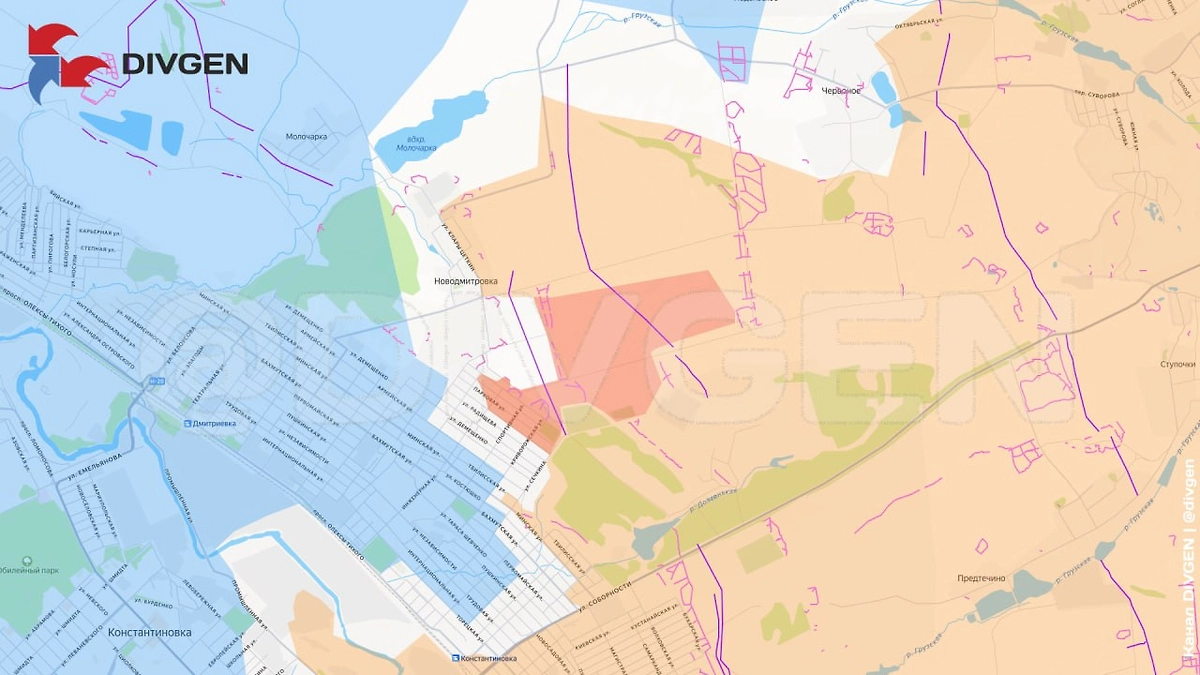 Карта СВО на 30 апреля 2026 года. Бойцы группировки «Юг» освободили Новодмитровку в ДНР. Фото © Telegram / DIVGEN 🚩 Карта СВО