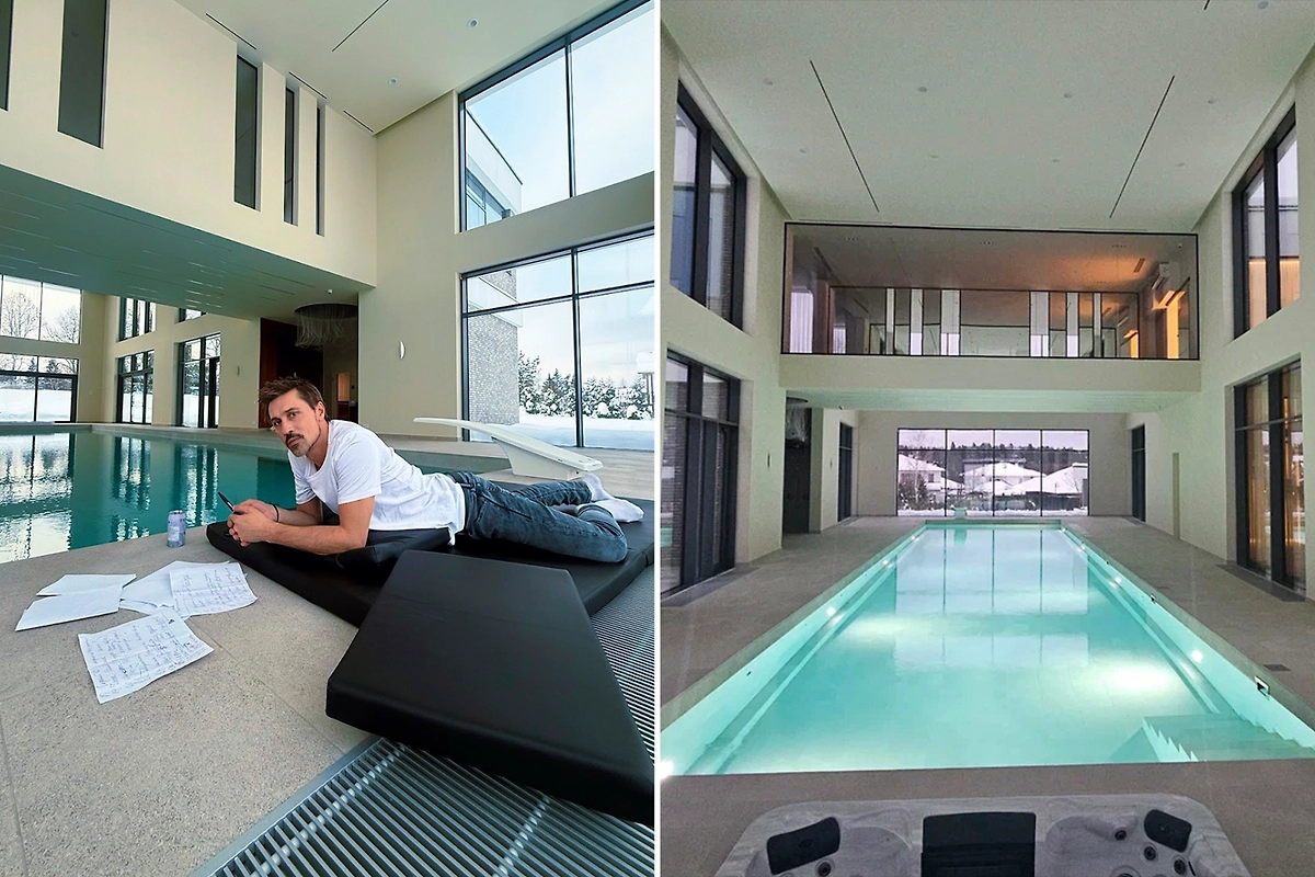 Слева: бассейн в новом особняке Билана. Справа: этот же бассейн на сайте строительной компании. Фото © Instagram (признан экстремистской организацией и запрещён на территории Российской Федерации) / bilanofficial © yandex