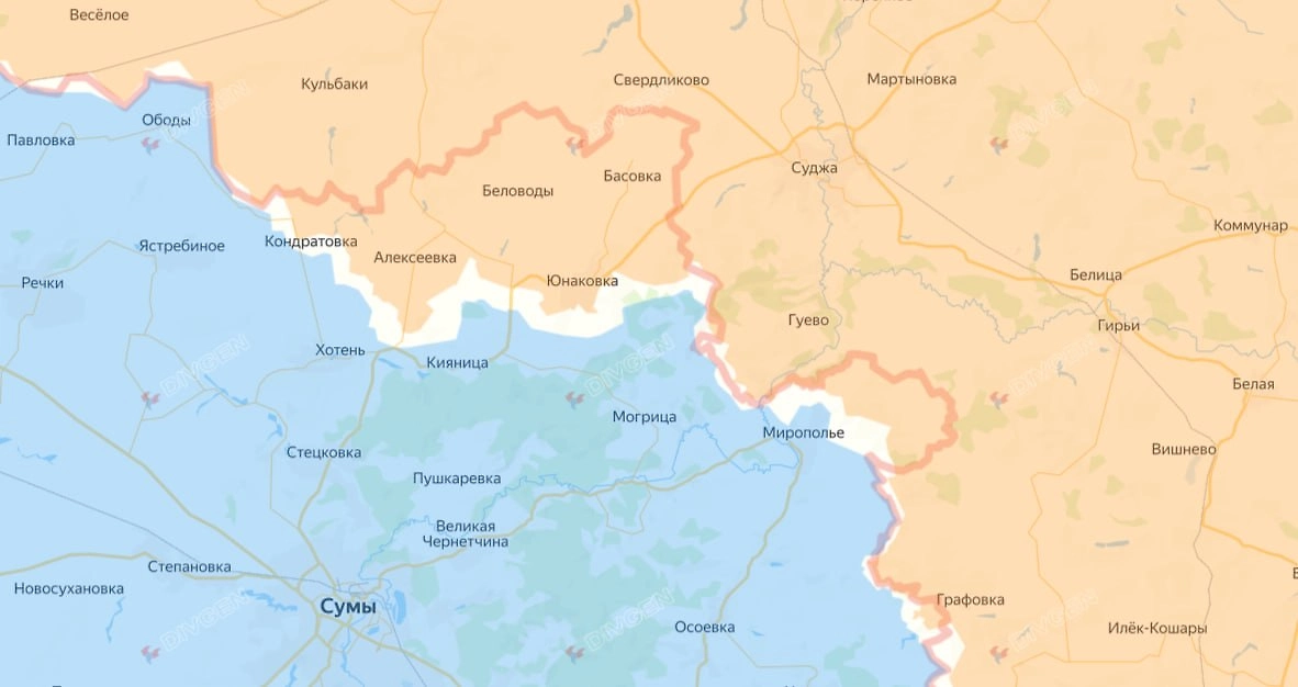 Карта СВО на 3 апреля 2026 года. ВС РФ создают полосу безопасности на границе Курской и Сумской областей. Фото © Dvigen