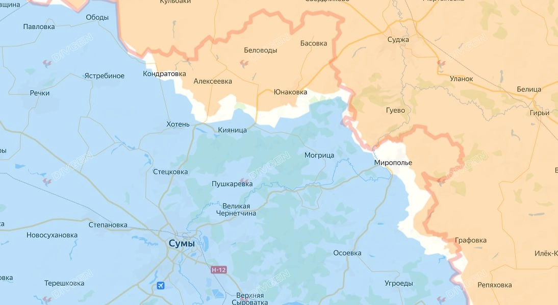 Карта СВО на 21 апреля 2026 года. ВС РФ продвигаются к Сумам по нескольким направлениям. Фото © divgen