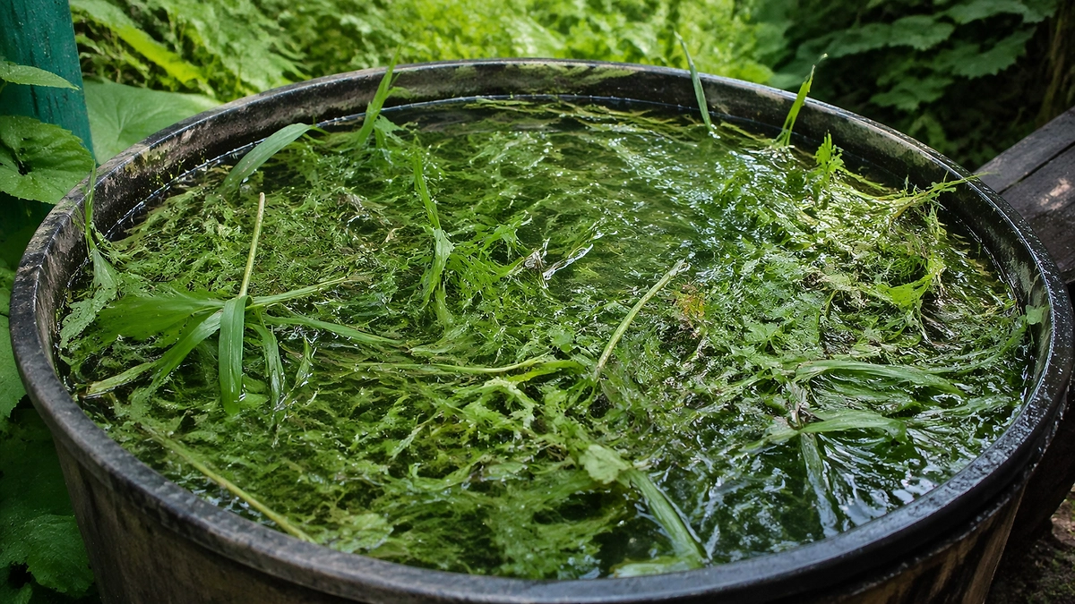 Как сделать органическое удобрение из сорняков самостоятельно? Пошаговый рецепт самой лучшей подкормки для рассады. Фото © ChatGPT