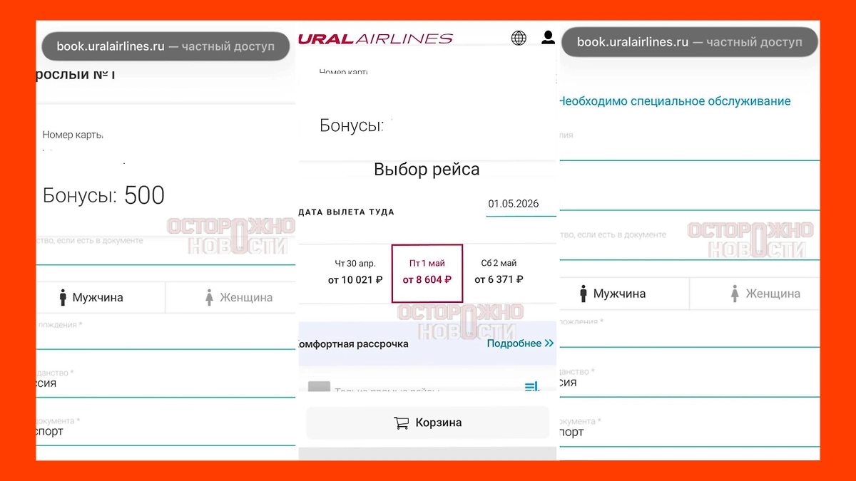 Россияне хотели купить билеты «Уральских авиалиний», а получили чужие паспорта. Фото © Telegram / Осторожно, новости