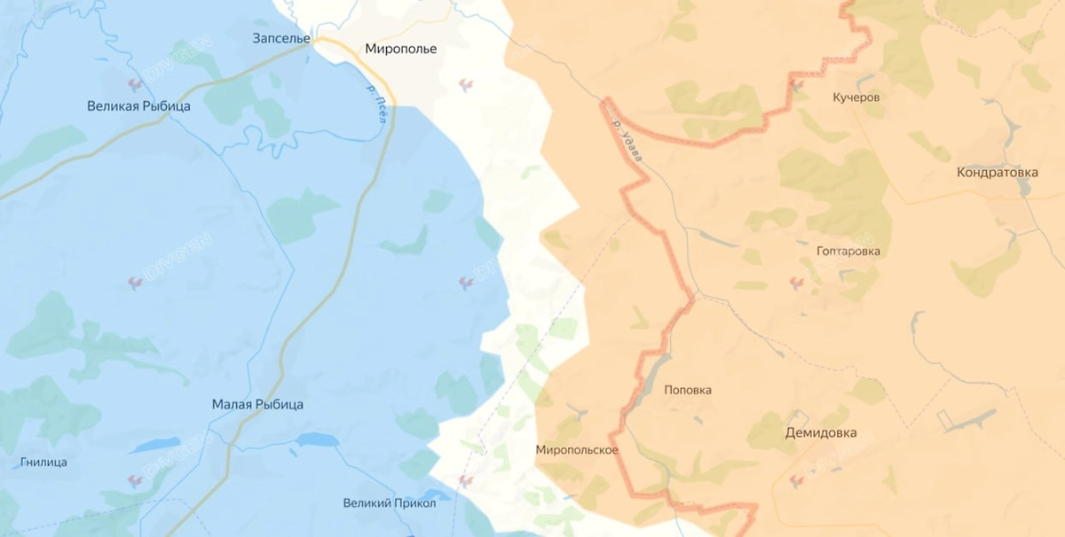 Карта СВО на 24 апреля 2026 года. Армия России забирает Мирополье. Фото © divgen.ru