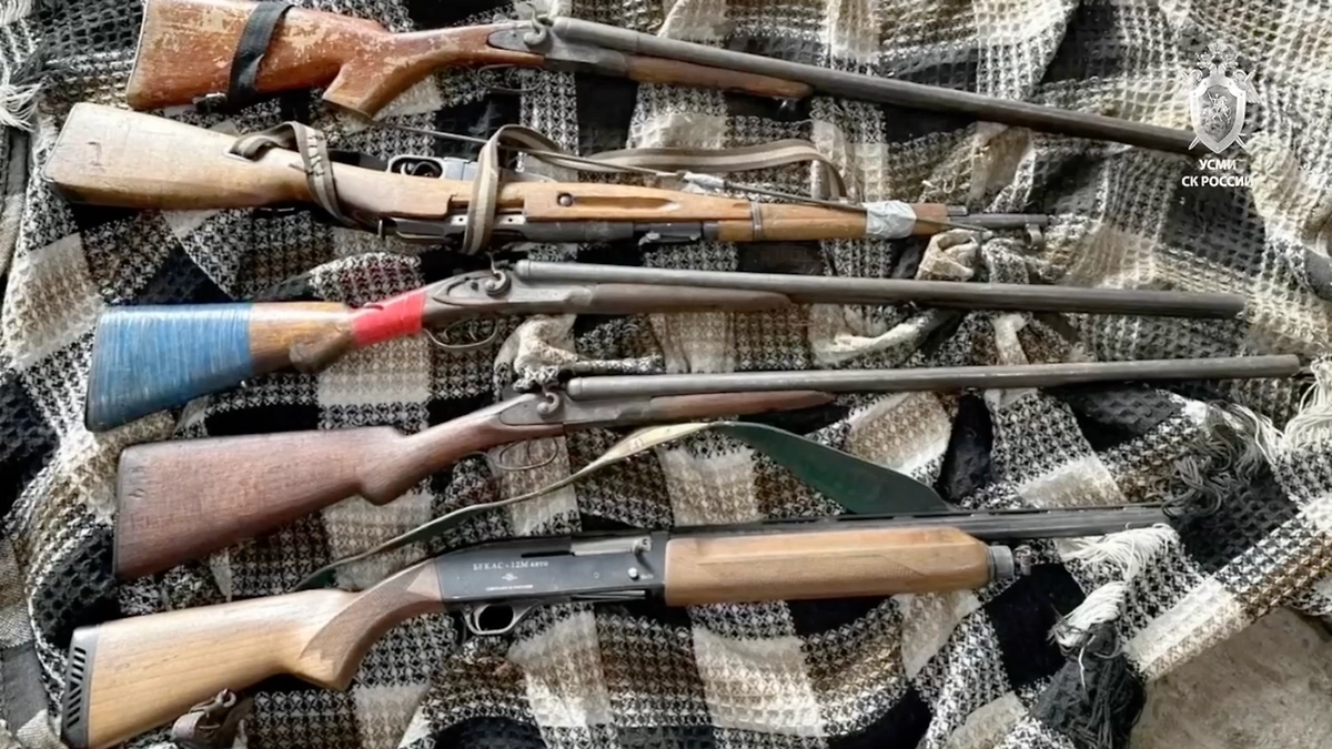 Оружие, найденное у банды похитителей в Иркутске. Скриншот © Telegram / Следком