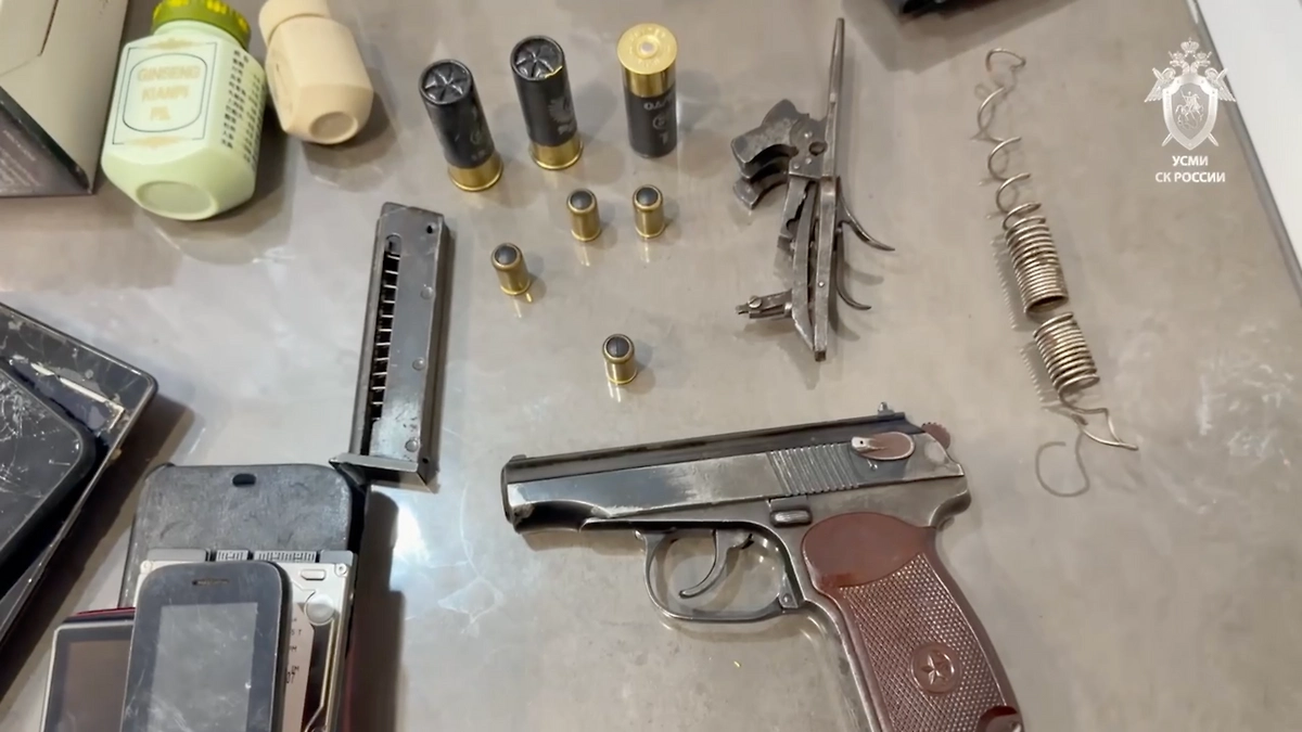 Оружие, найденное у банды похитителей в Иркутске. Скриншот © Telegram / Следком