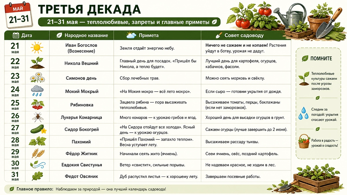 Народные приметы для дачников на третью декаду мая 2026: советы, дни и лайфхаки. Фото ©&nbsp;Nano Banana AI