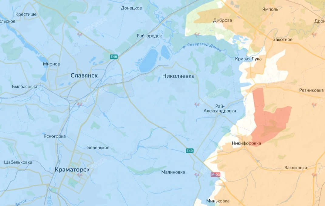 Карта СВО на 8 апреля 2026 года. ВС РФ наступают на Славянск и Краматорск. Фото © Divgen.ru