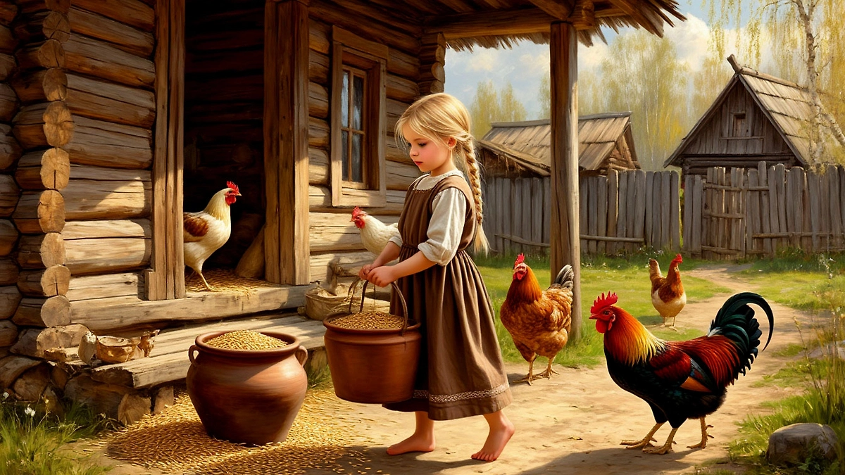 Чем занимались крестьянские дети на Руси? Обязанности 7-летней девочки. Фото © «Шедеврум»