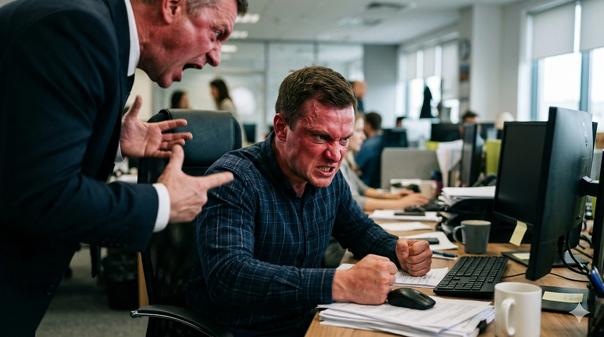 Как справиться со злостью на работе: пошаговый план от психолога. Обложка © Nano Banana AI