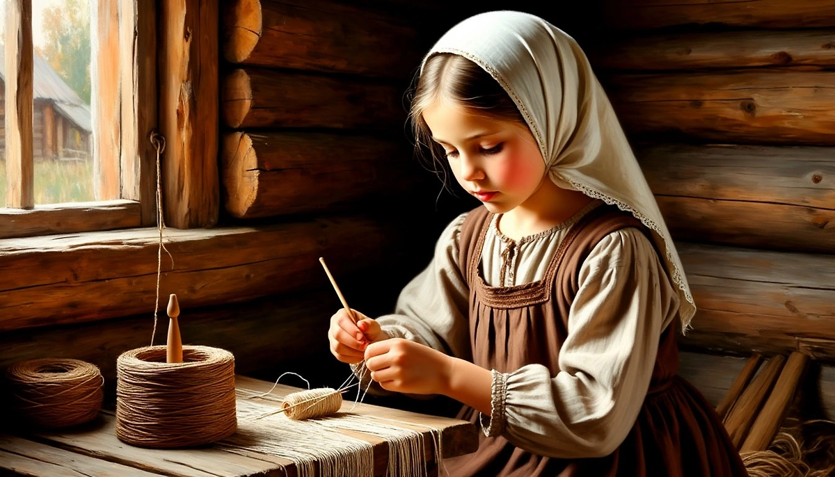 Чему учили детей в Древней Руси? Воспитание девочек в крестьянской семье. Фото © «Шедеврум»