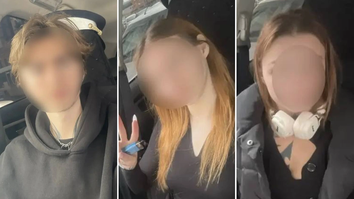 В Уфе оштрафовали водителя и двух девушек, катавшихся на капоте иномарки. Фото © Telegram / Госавтоинспекция Башкортостана