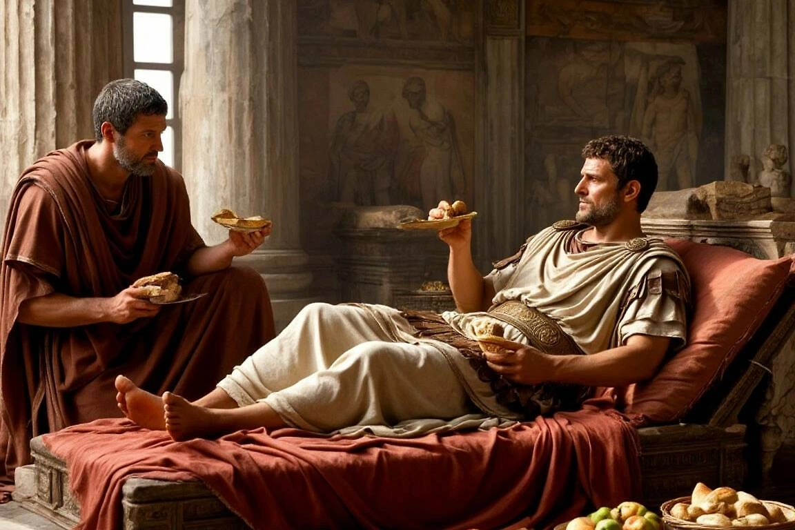 Римляне считали положение лёжа полезным для пищеварения и символом богатства. Фото © «Шедеврум»