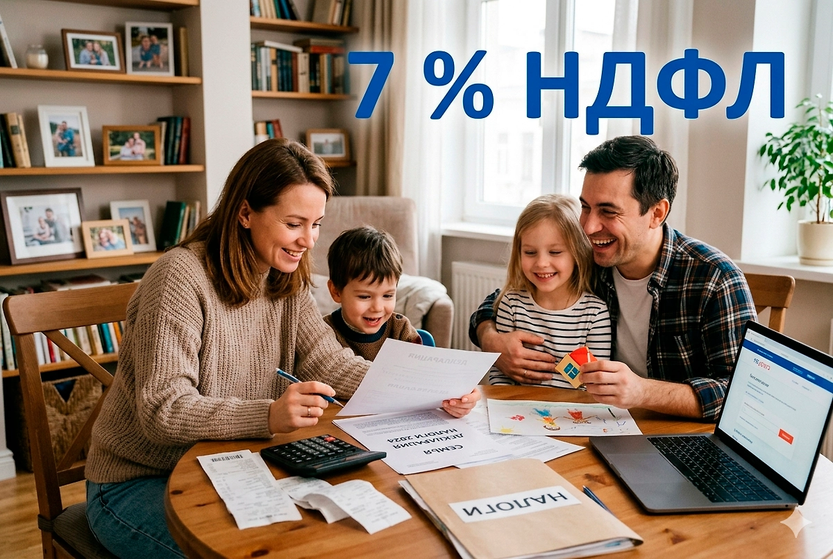 Семьи с детьми могут вернуть 7% от НДФЛ: все условия. Обложка © Gemini Nano Banana