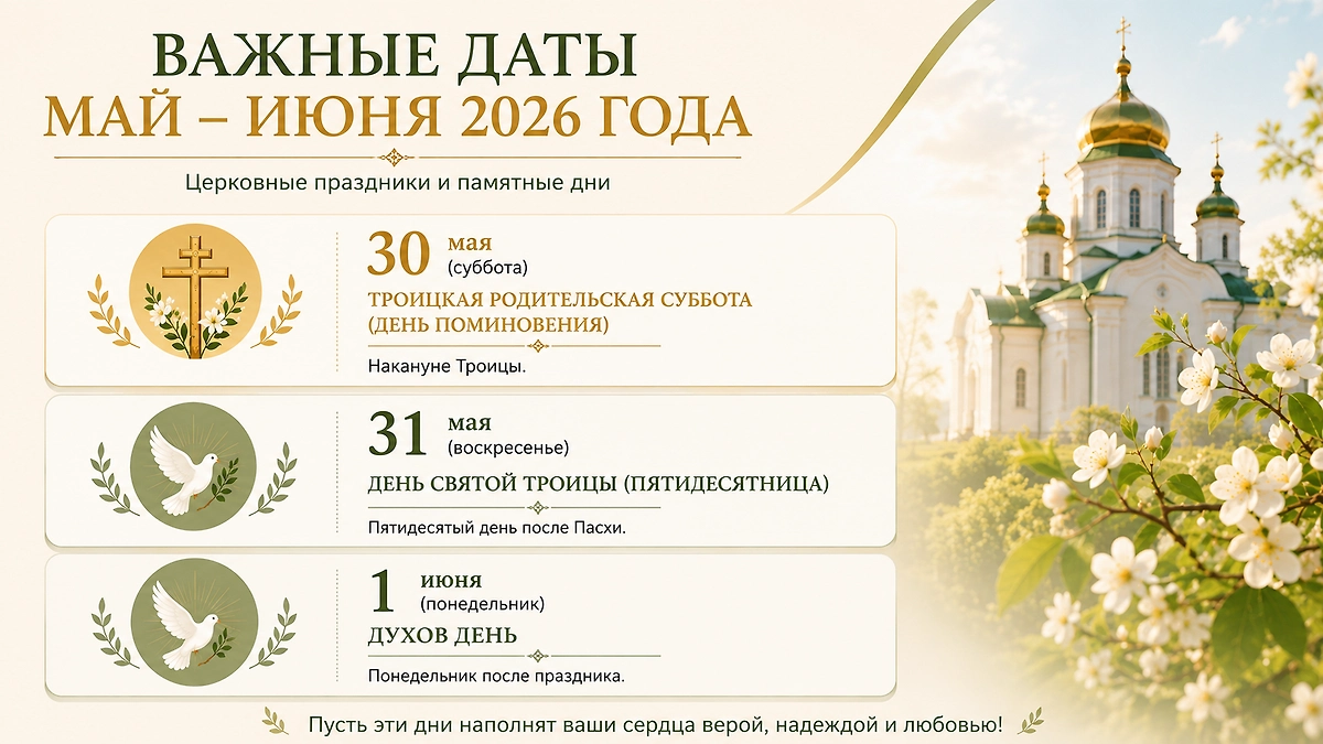 Важные церковные даты, май – июнь 2026: когда Родительская суббота и день Святой Троицы в мае этого года? Фото © ChatGPT / Софья Кузнецова
