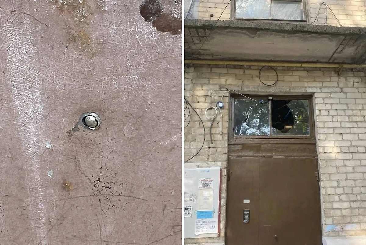 В Запорожье дрон ВСУ упал рядом с домом и детской площадкой, пострадавших нет. Фото © Telegram / Балицкий Евгений