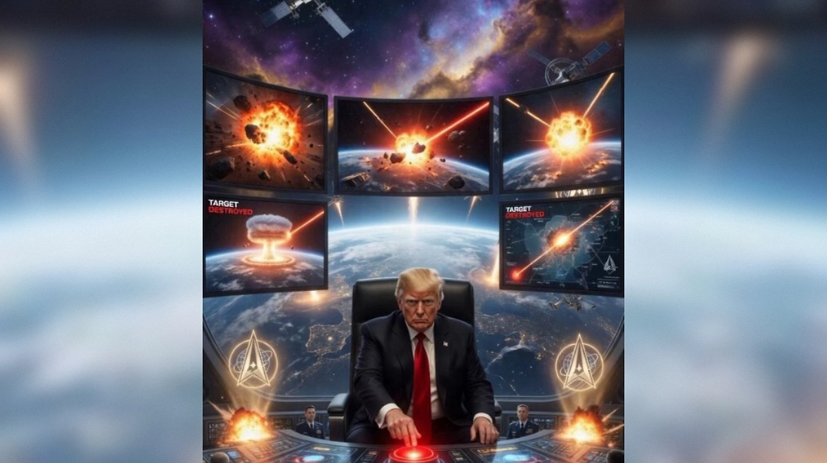 В соцсетях Трампа появились ИИ-картинки с боями в космосе. Фото © Truth Social / Donald J. Trump 