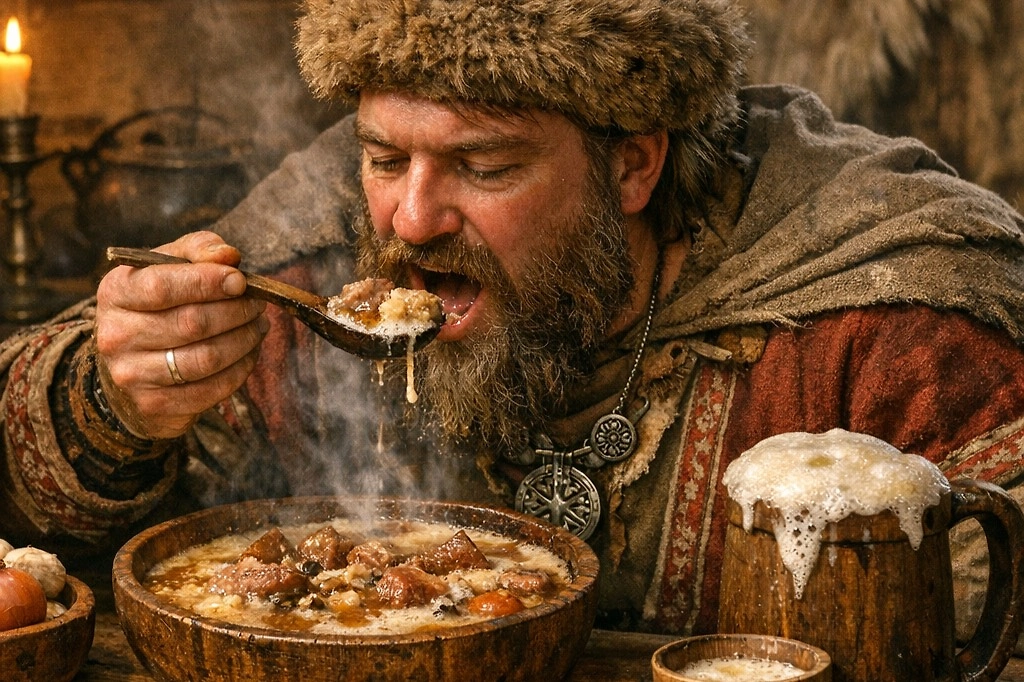 Тавранчук — мясная похлёбка на квасе или пиве: забытые русские блюда, которые лучше не пробовать. Фото © ChatGPT 