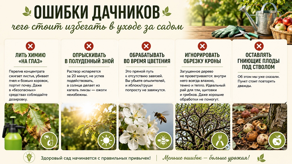 Топ-5 ошибок в уходе за деревьями, которые совершает каждый дачник. Фото © GPTChat / Софья Кузнецова 