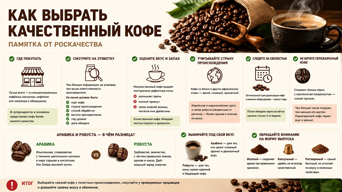 Памятка по выбору кофе. Фото © Life.ru / ChatGPT