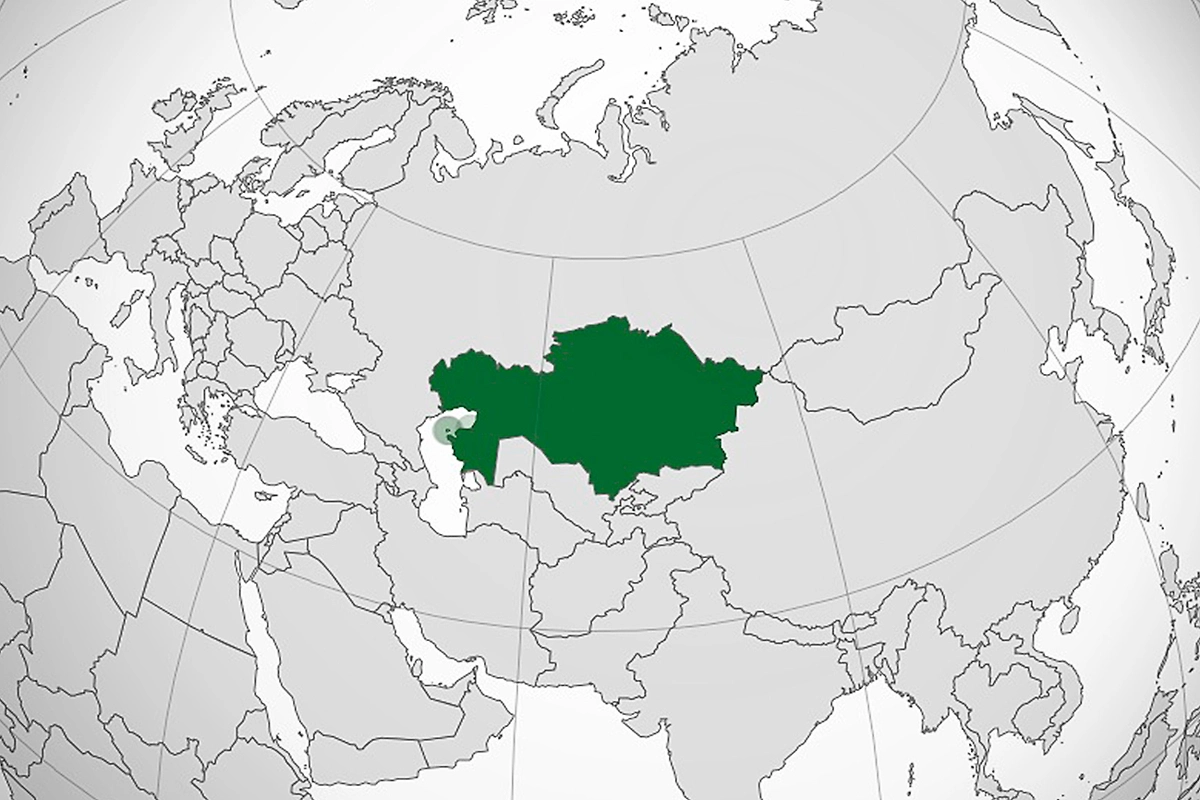 Казахстан на карте мира: самая большая страна без выхода к океану. Фото © Wikipedia / Turkish Flame.
