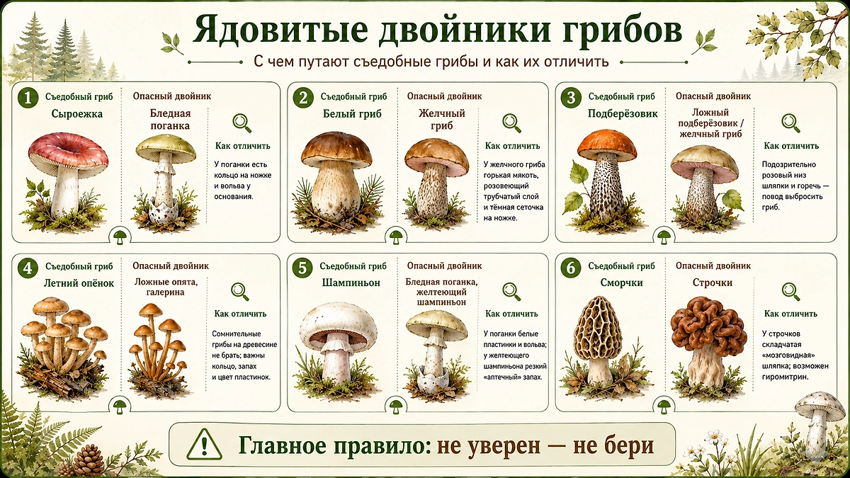 Ядовитые двойники: как не ошибиться и не попасть в больницу. Фото © ChatGPT / Софья Кузнецова