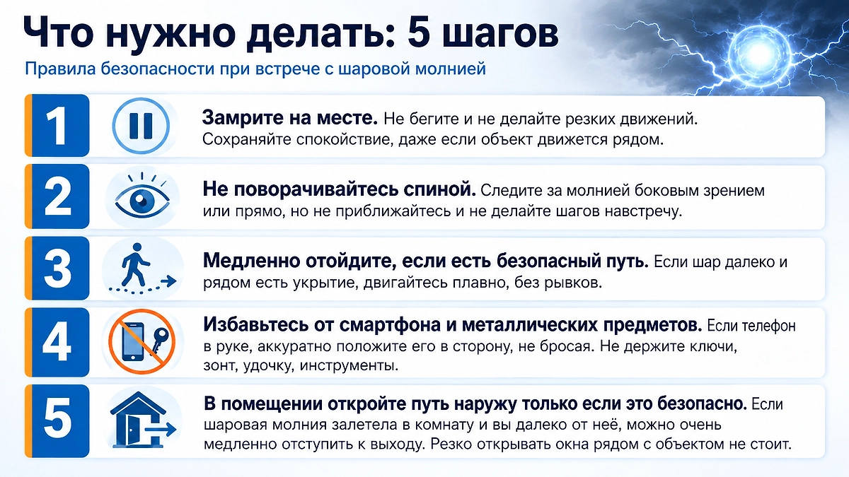 Что делать, если вы встретили шаровую молнию? Топ-5 шагов, которые могут спасти жизнь. Фото © ChatGPT / Софья Кузнецова