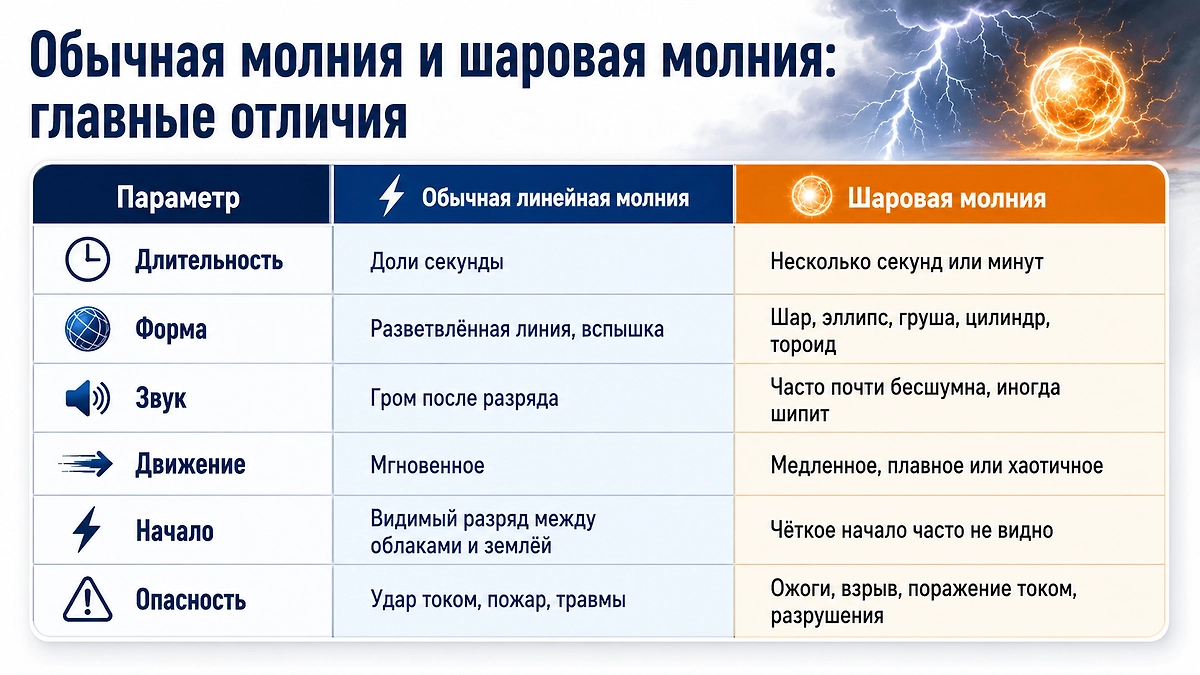 Чем отличается шаровая молния от обычной? Фото © ChatGPT / Софья Кузнецова