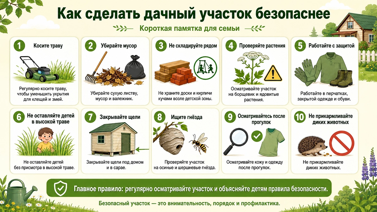 Как обезопасить себя и близких от вредных растений и животных? Чек-лист для дачника. Фото © ChatGPT / Софья Кузнецова