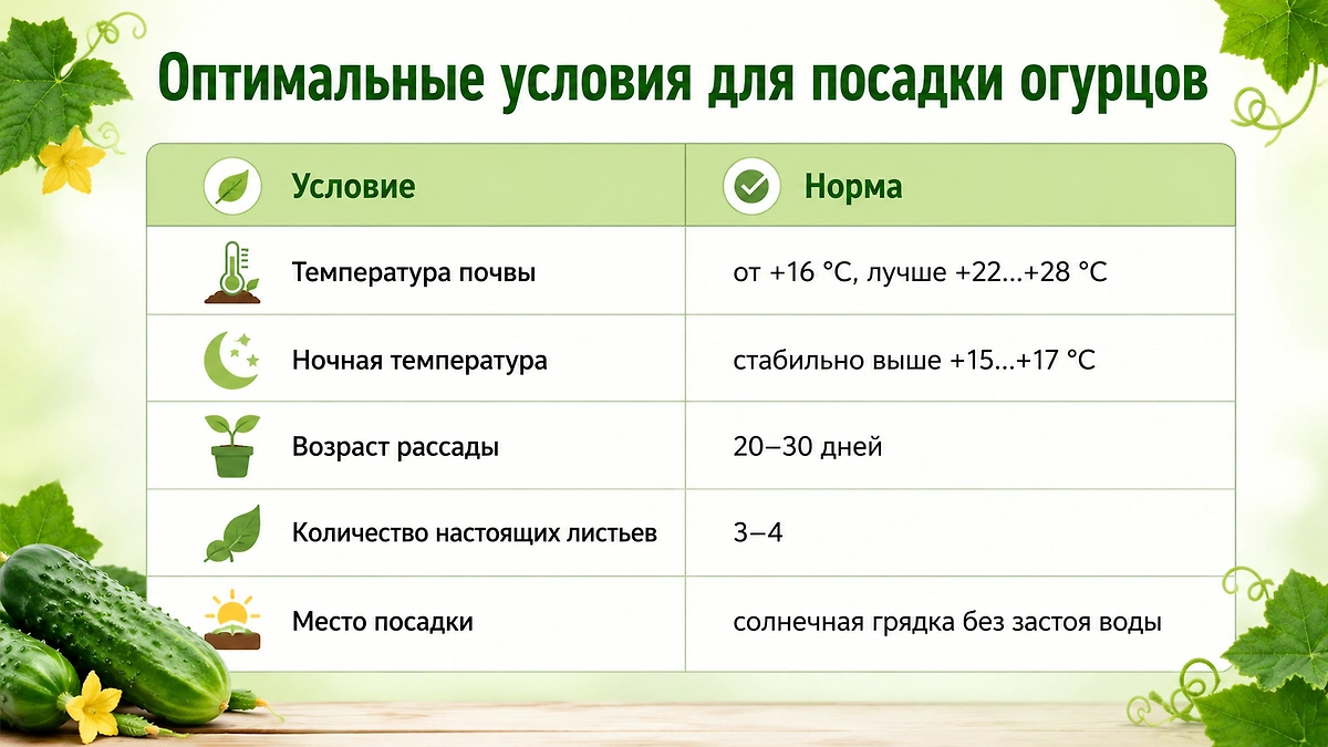 Большой гид по огурцам 2026: когда сажать, оптимальные условия посадки, температура и нюансы. Фото © ChatGPT / Софья Кузнецова