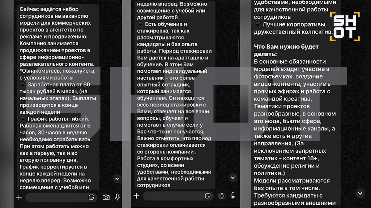 Таким объявлением девушек заманивали в вебкам. Фото © SHOT