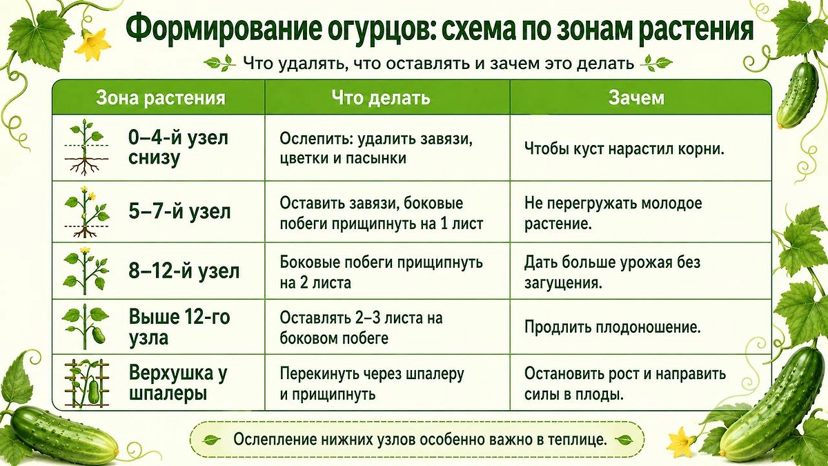 Как формировать куст огурца: пошаговая инструкция и схема для дачников. Фото © ChatGPT / Софья Кузнецова