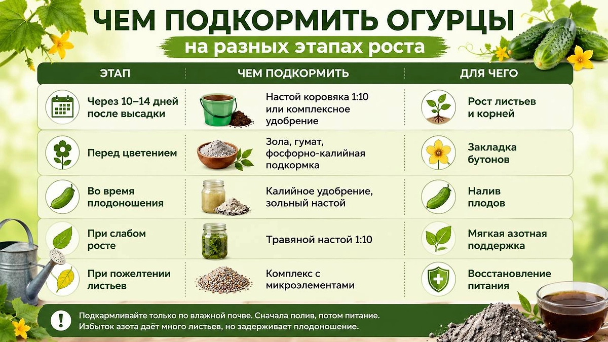 Подкормка огурцов 2026: чем подкармливать огруцы на всех этапах роста? Фото © ChatGPT / Софья Кузнецова