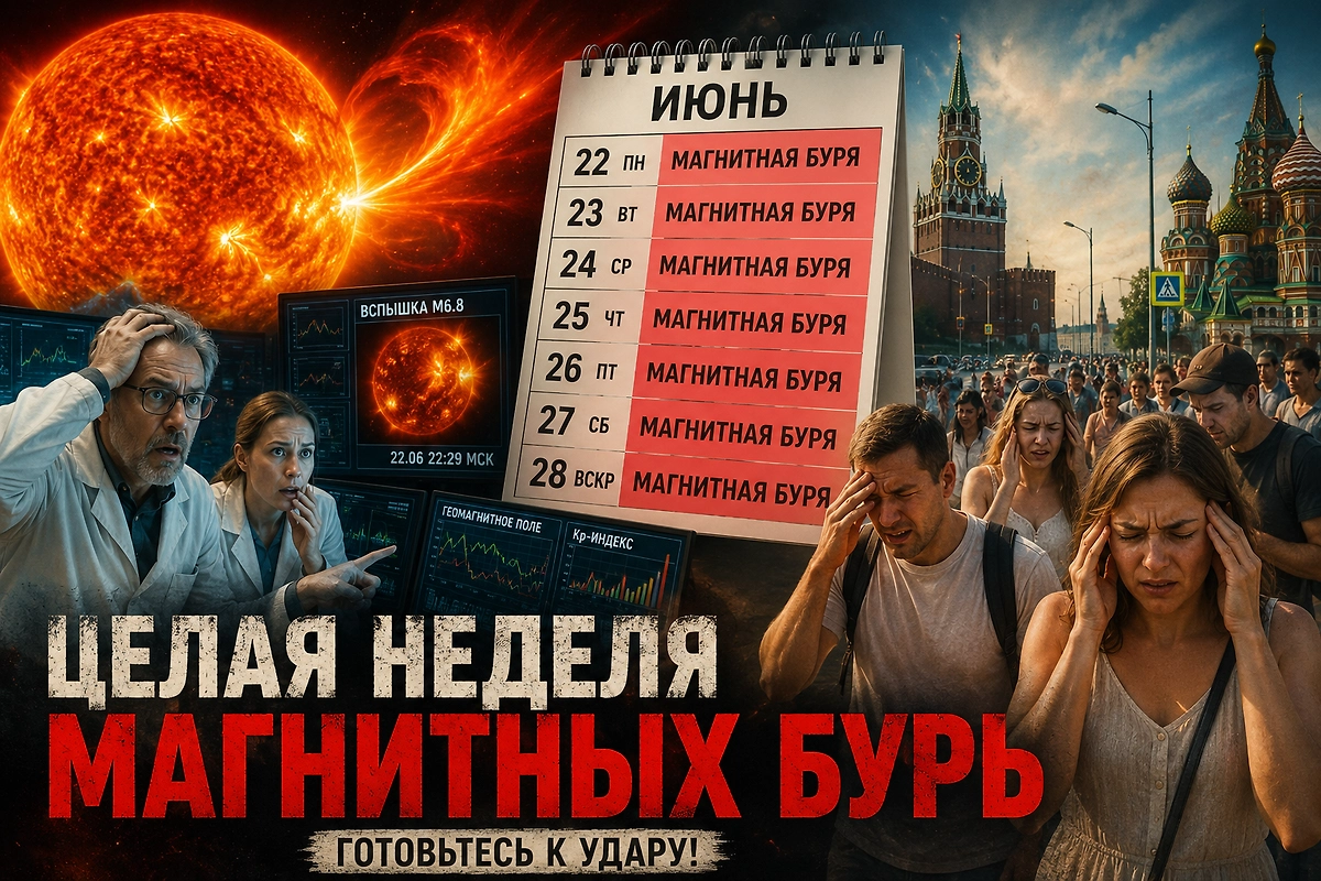 Магнитные бури 22–28 июня 2026: официальный прогноз ИКИ РАН и марафог магнитных бурь силой Kp 4. Обложка © ChatGPT / Карина Морозова