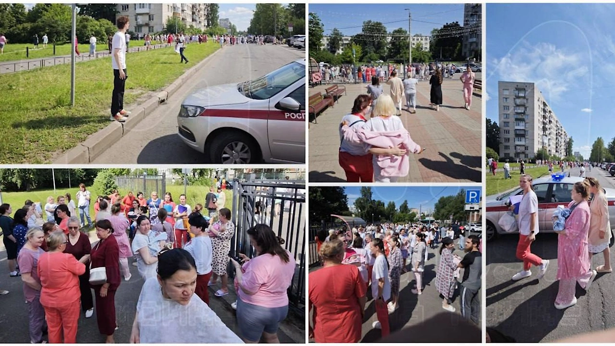Эвакуация роддома № 10 в Петербурге. Коллаж © «Mash на Мойке»