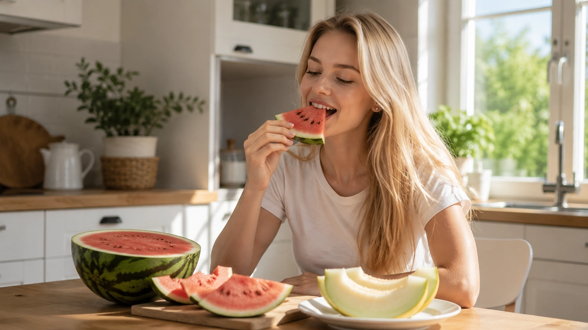 Чем опасны арбуз и дыня перед сном? Какие ещё летние продукты не стоит употреблять в пищу перед тем, как лечь спать? Фото © ChatGPT