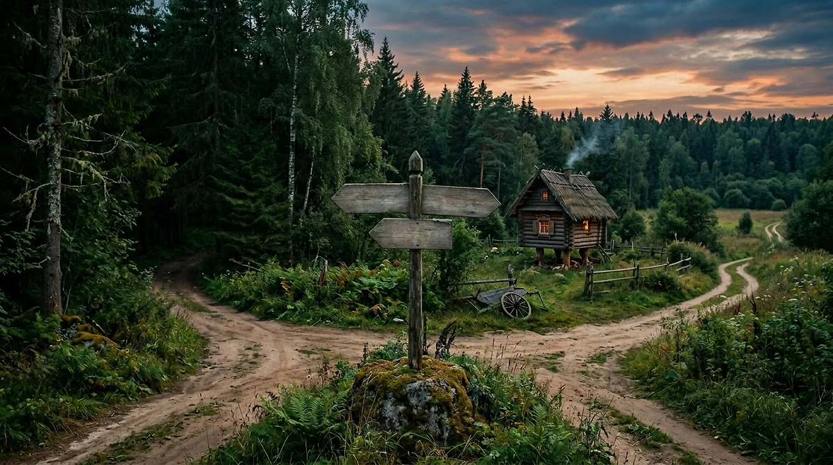 Перекрёстки — самые опасные точки на карте Руси: жуткая география русских народных сказок. Фото © ChatGPT