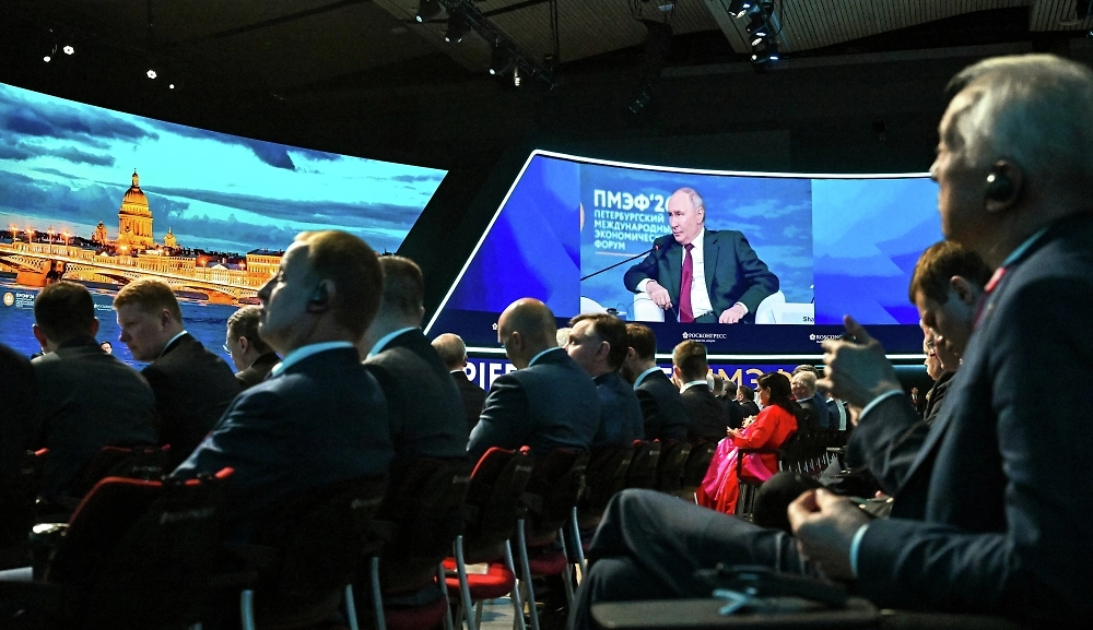 Речь Путина на ПМЭФ-2026: ответ Зеленскому и вопросы бизнеса. Фото © РИА Новости / Сергей Бобылев