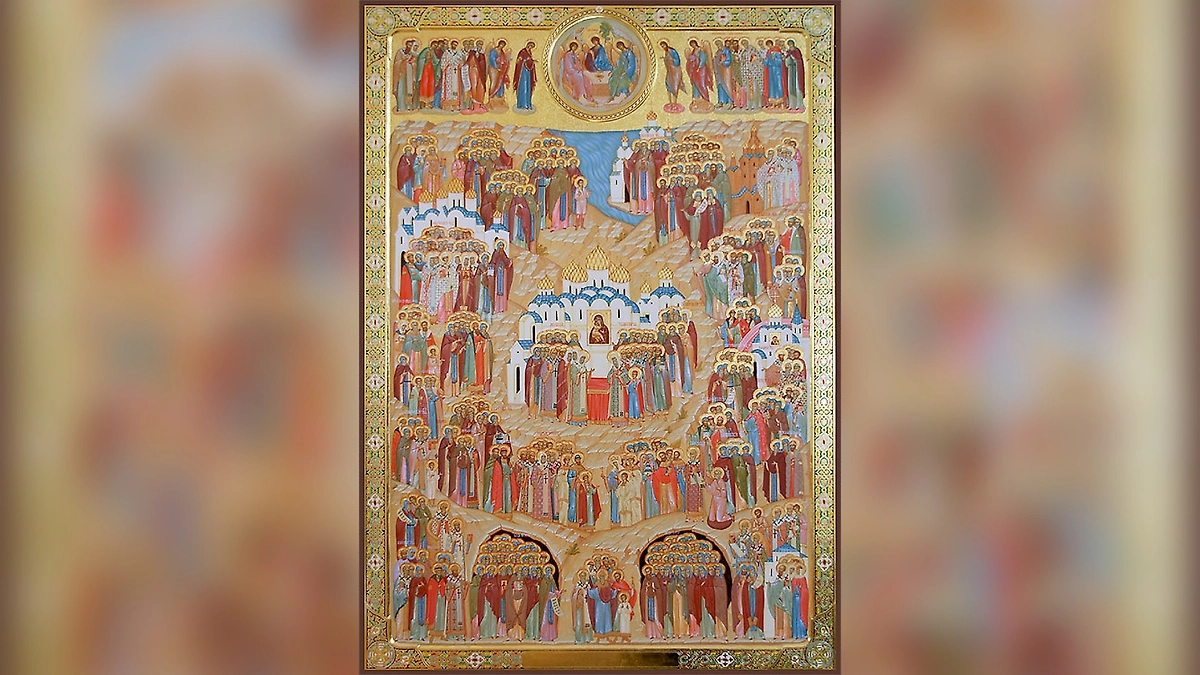 Икона «Собор Всех Святых, в земле Русской просиявших». Фото © Wikipedia / Иконописная мастерская «Елеон»